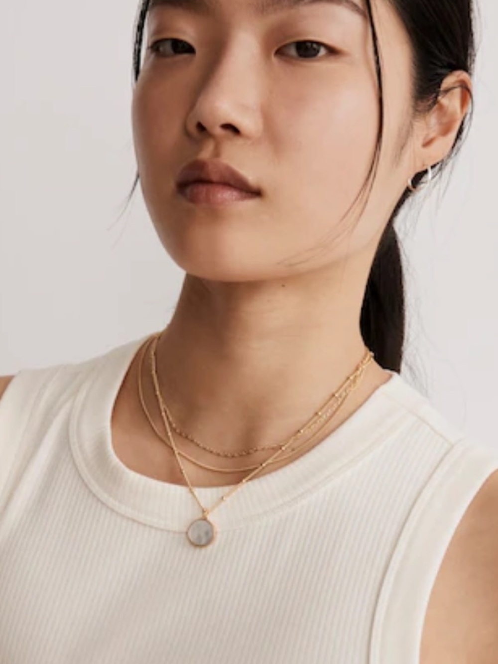 Madewell Three-Pack Mother of Pearl Necklace Set vintage Gold
